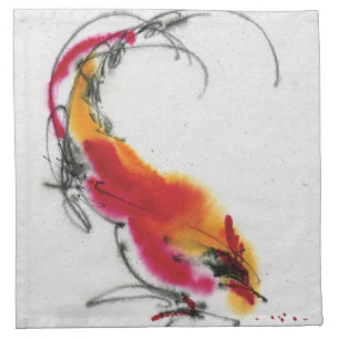 Unusual Rooster. Calligraphy and watercolor. Napkin