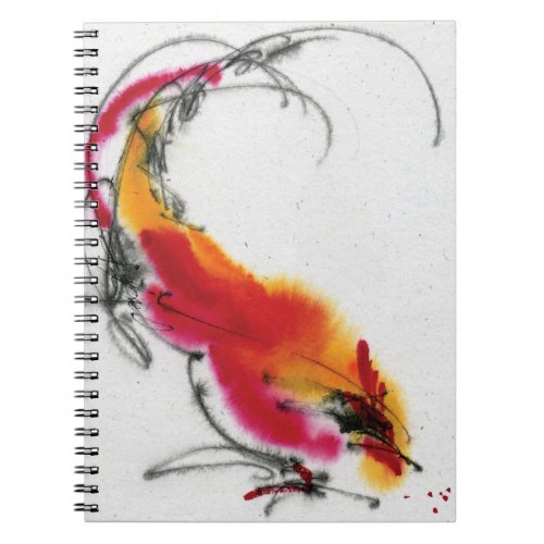 Unusual Rooster Calligraphy and watercolor Notebook