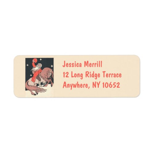 Unusual Santa on horse return address label