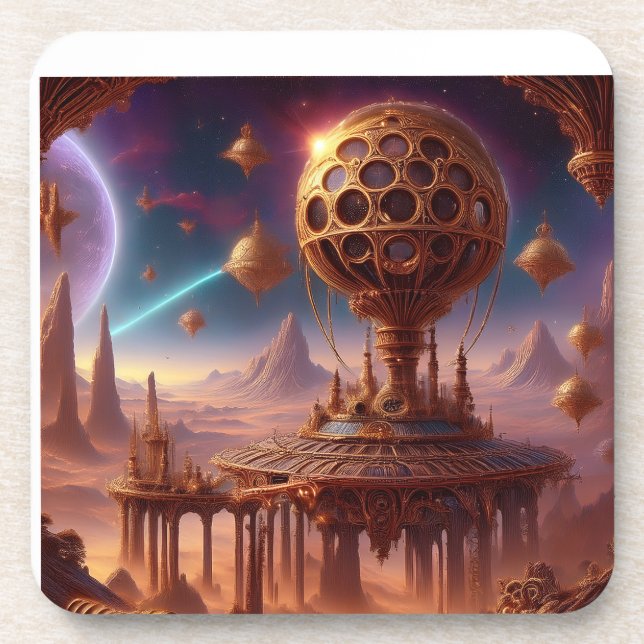 Unusual Spherical Structure On A  Desolate Planet Beverage Coaster (Front)