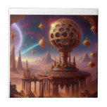Unusual Spherical Structure On A  Desolate Planet Ceramic Tile<br><div class="desc">Unusual Spherical Structure On A Desolate Planet Decorative Ceramic Coaster</div>