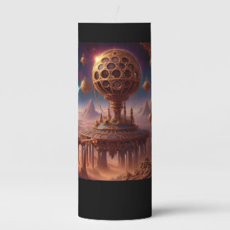 Unusual Spherical Structure On A  Desolate Planet Pillar Candle