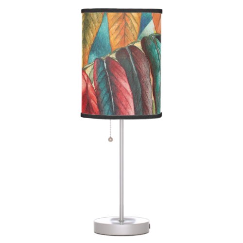 unusual stylized autumn leaf colors modern table lamp