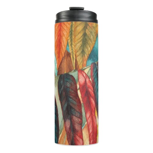 unusual stylized autumn leaf colors modern  thermal tumbler