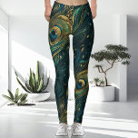 Unusual   Unique Highly Detailed Peacock Feather  Leggings<br><div class="desc">Introducing the latest and boldest legging design coming from the Shy Shy Panda brand - These are our unique and intricate ladies peacock Leggings. These are truly eye catching with a turquoise and aquamarine green color, featuring vibrant spiritual peacock feathers with intricate patterns to an ankle length gym cut. Whether...</div>