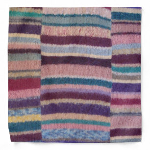 unusual vintage hand knitted colorful stripey bandana