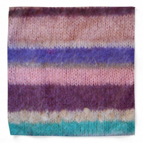 unusual vintage hand knitted colorful stripey bandana