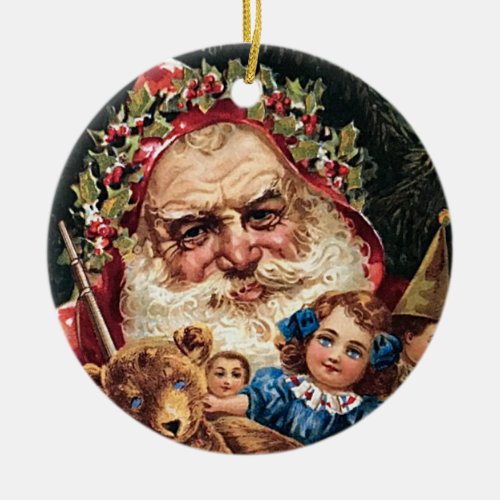 Unusual Vintage Santa Toys Teddy Bear Ornament