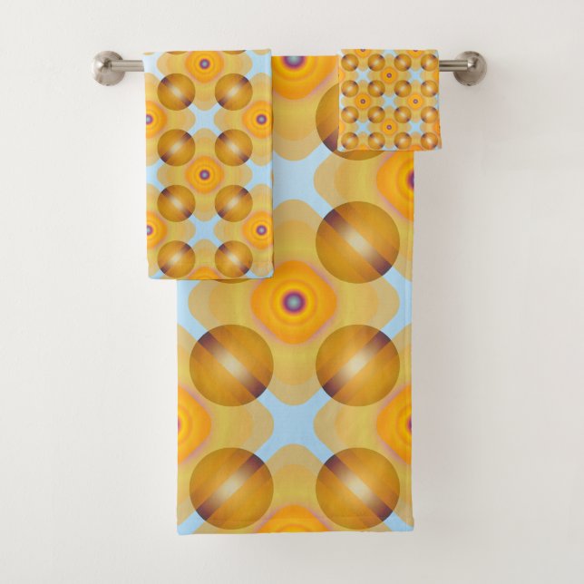 Unusual  Yellow Geometric Bath Towel Set (Insitu)