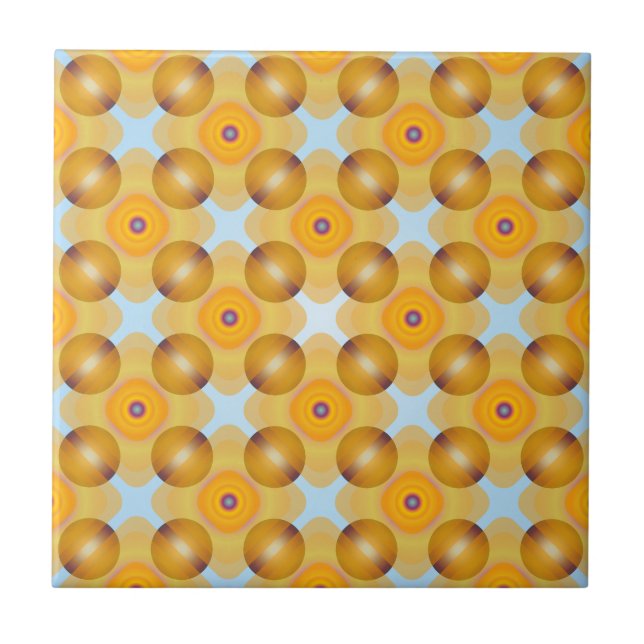 Unusual  Yellow Geometric Ceramic Tile (Front)