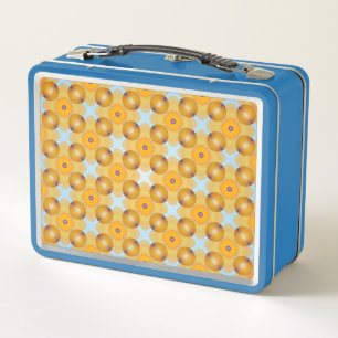 Unusual Yellow Geometric Metal Lunch Box