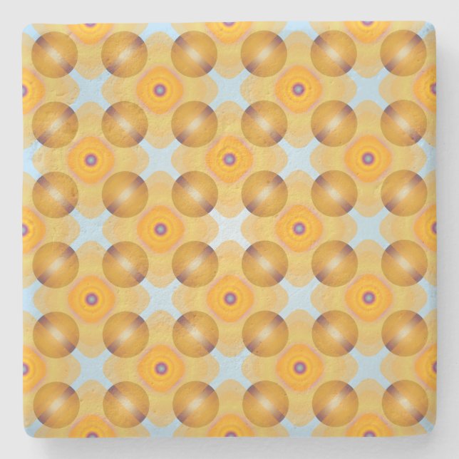Unusual  Yellow Geometric Stone Coaster (Front)