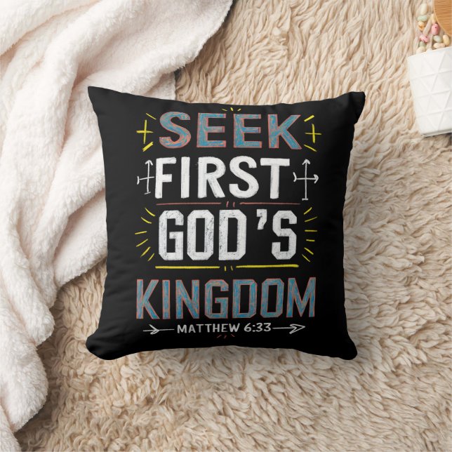 Unveiling Grace: Seek First, Gods Kingdom Throw Pillow (Blanket)