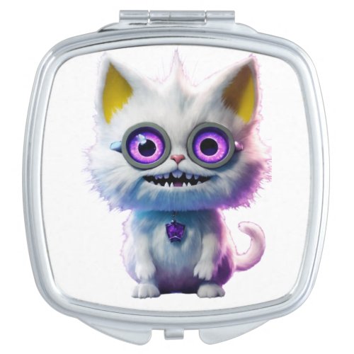 Unveiling the Enigmatic CGI White Cat Monster  Compact Mirror