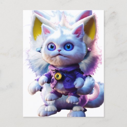 Unveiling the Enigmatic CGI White Cat Monster  Holiday Postcard