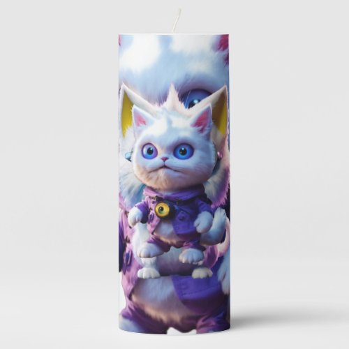 Unveiling the Enigmatic CGI White Cat Monster  Pillar Candle