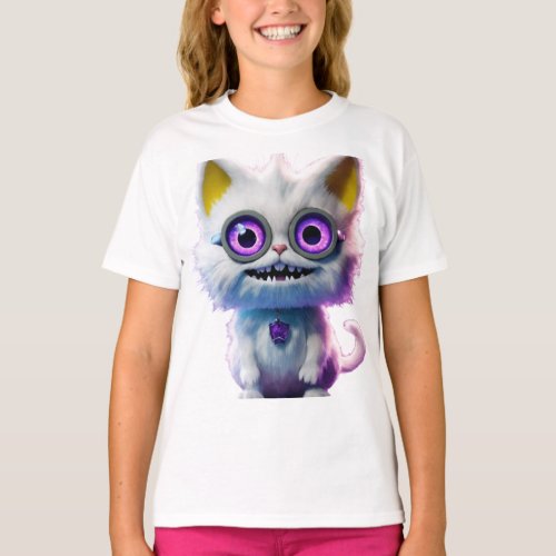 Unveiling the Enigmatic CGI White Cat Monster  T_Shirt