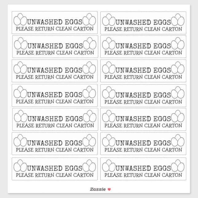 Unwashed Washed Egg Carton Sticker (Sheet)