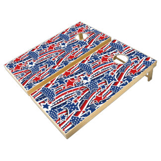 Unwavering Spirit – A Striking Patriotic Pattern Cornhole Set