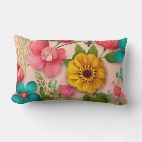 Unwind in Style with the Serene Floral Print Accen Lumbar Pillow