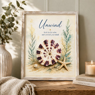 Unwind Seashell Bathroom Wall Art