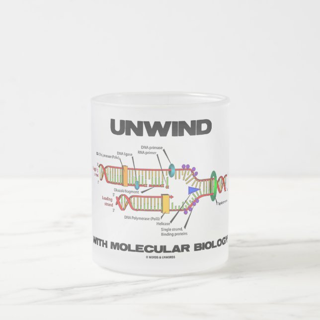 Unwind With Molecular Biology (DNA Replication) Frosted Glass Coffee Mug (Center)