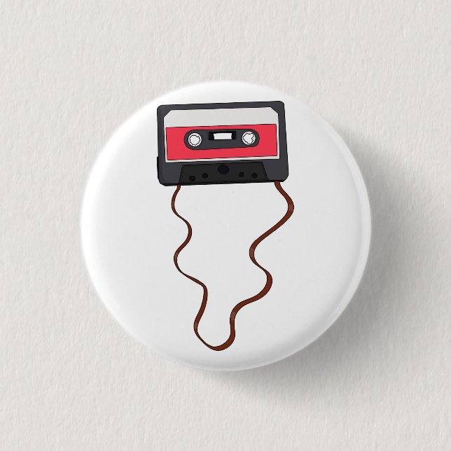 Unwound Cassette Tape Mixtape Retro Vintage Button (Front)
