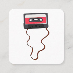 Unwound Cassette Tape Mixtape Retro Vintage Square Business Card