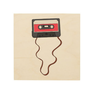 Unwound Cassette Tape Mixtape Retro Vintage Wood Wall Art