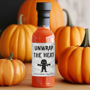 Unwrap the Heat Mummy Halloween Baby Shower Hot Sauces