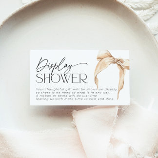 Unwrapped Gift Bridal Shower Neutral Beige Bow Enclosure Card
