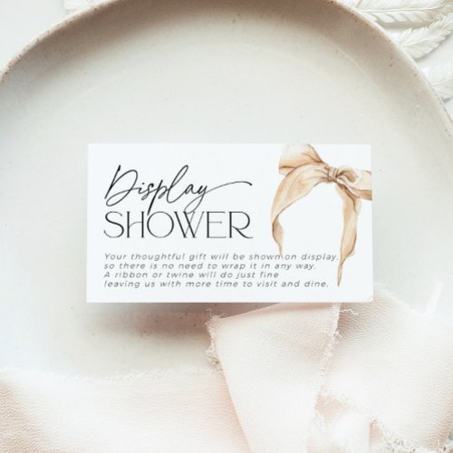 Unwrapped Gift Bridal Shower Neutral Beige Bow Enclosure Card