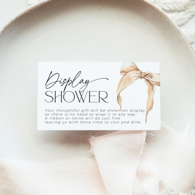 Unwrapped Gift Bridal Shower Neutral Beige Bow Enclosure Card (Creator Uploaded)
