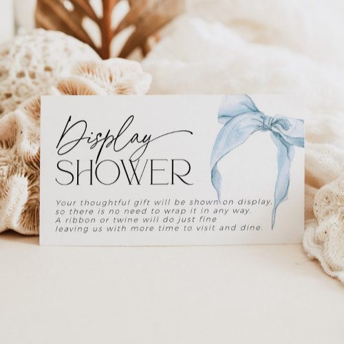Unwrapped Gift Something Blue Bow Bridal Shower Enclosure Card