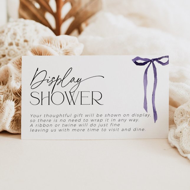 Unwrapped Gift Tying Knot Bridal Shower Purple Bow Enclosure Card (Creator Uploaded)