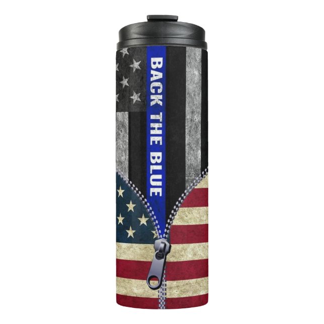 Unzip, Back the Blue Thermal Tumbler (Front)