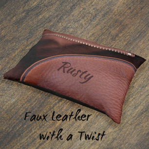 Unzipped Leather Personalized Brown Pet Bed