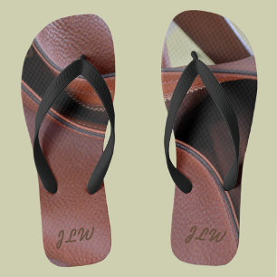 Unzipped Leather Personalized with Initials Flip Flops