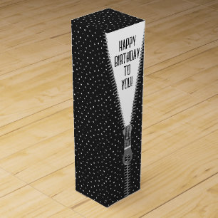 Unzipped Zipper Birthday Polka Dots Wine Box