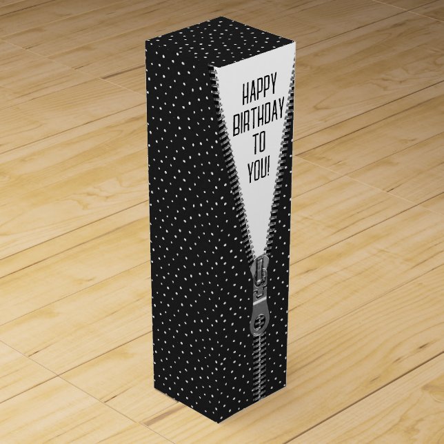 Unzipped Zipper Birthday Polka Dots Wine Box (Front)