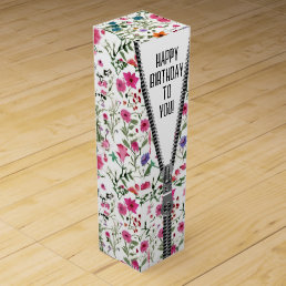 Unzipped Zipper Birthday Wildflowers Wine Box