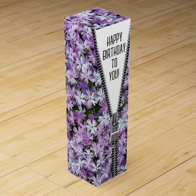 Unzipped Zipper in Purple Phlox Wine Box (Front)