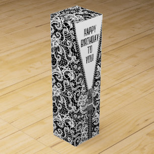 Unzipped Zipper Lace On Black for Birthday Wine Box