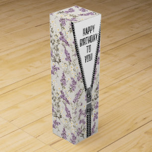 Unzipped Zipper Purple Lilac Design Wine Box