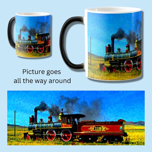 UP119 Steam Train Engine Locomotive Railroad Magic Mug