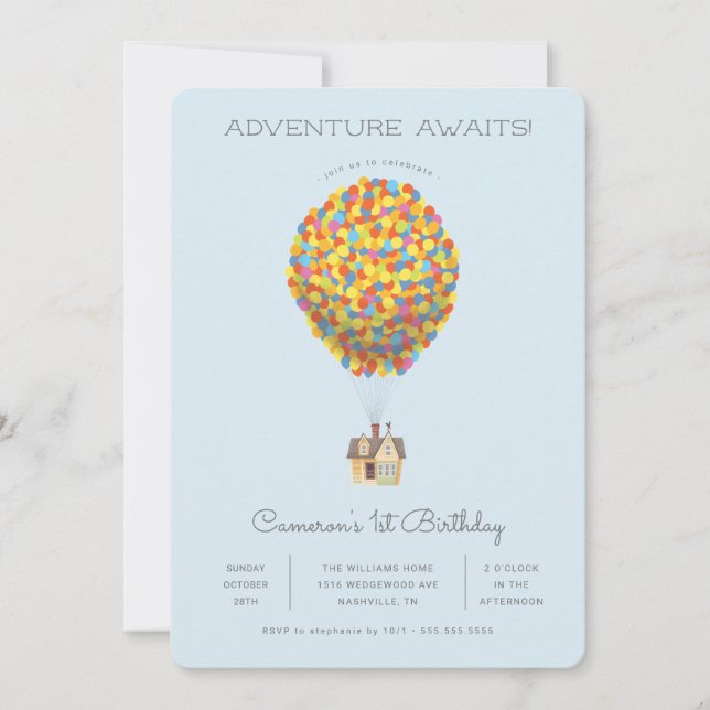 UP | Adventure Awaits 1st Birthday Invitation (Front)