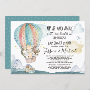 Up and Away Animals in Mask Baby Shower by Mail Invitation