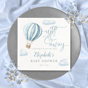 Up And Away Blue Hot Air Balloon Boy Baby Shower Napkins