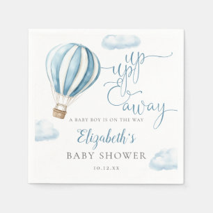 Up And Away Blue Hot Air Balloon Boy Baby Shower Napkins