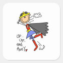 Up and Away Girl Hero Classic Round Sticker